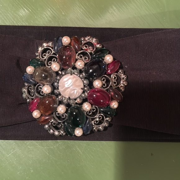 Juliana belt buckle. Vintage Black belt with the stunning buckle. It is metal main image 13
